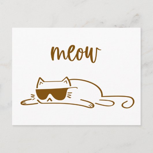 Cool brown meow cat with sunglasses postkarte (Vorderseite)