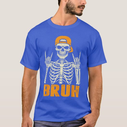 Cool Bruh Rocker Skeleton Halloween Punk Rock Men T-Shirt (Vorderseite)