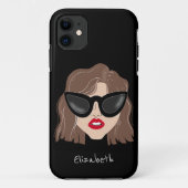 Cool Brünett mit Glasses Black Individuelle Name Case-Mate iPhone Hülle (Rückseite)