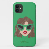 Cool Brünett mit Glasses Green Individuelle Name Case-Mate iPhone Hülle (Rückseite)