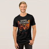 Cool Buff Bird Happy Halloween Design Tri-Blend Shirt (Vorderseite voll)