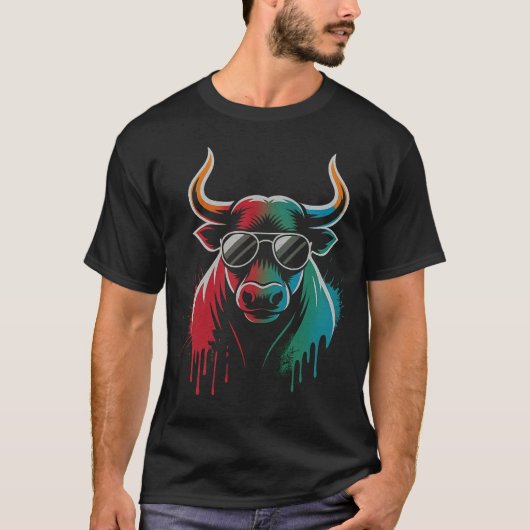 "Cool Bull Drip – Neon Street Art Vibe" T-Shirt (Vorderseite)