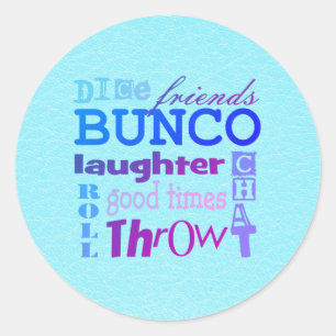 Cool Bunco Theme Dice Party Typografie Runder Aufkleber