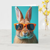 Cool Bunny In Glasses Karte (Gelbe Blume)