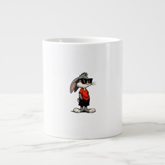 Cool Bunny in Shades Cartoon Illustration Jumbo-Tasse (Vorderseite)