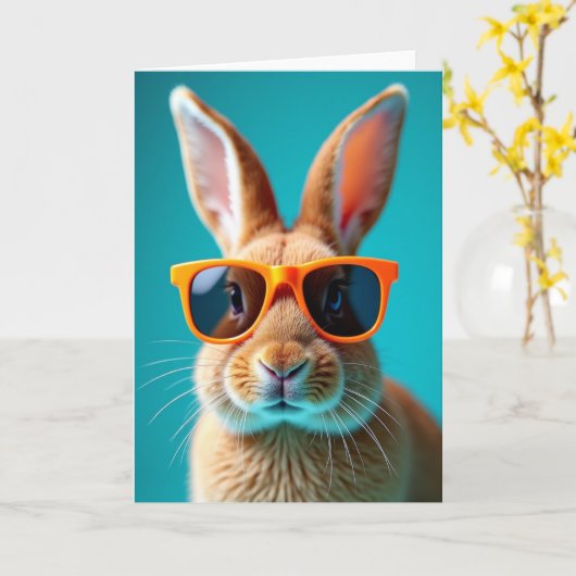 Cool Bunny Portrait Card Karte (Gelbe Blume)