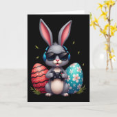 Cool Bunny With Sungl And Video Games Decor Easter Karte (Gelbe Blume)