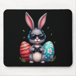 Cool Bunny With Sungl And Video Games Decor Easter Mousepad