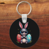 Cool Bunny With Sungl And Video Games Decor Easter Schlüsselanhänger (Vorderseite)