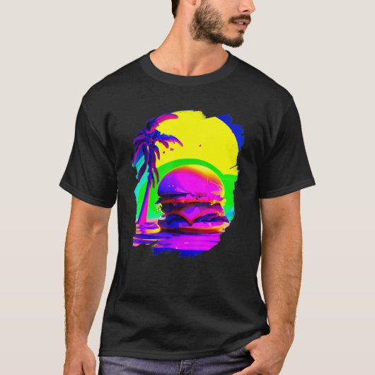 Cool Burger Chilling on Beach Fast Food Feinschmec T-Shirt (Vorderseite)