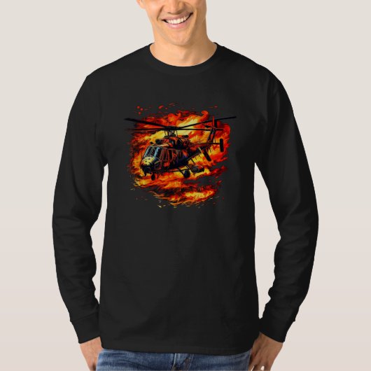 Cool burning Helicopter with Flames & Fire for Pil T-Shirt (Vorderseite)