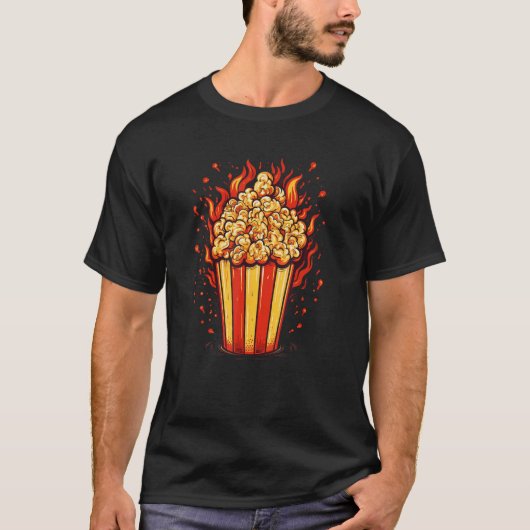 Cool burning Popcorn in red Box with Flames T-Shirt (Vorderseite)