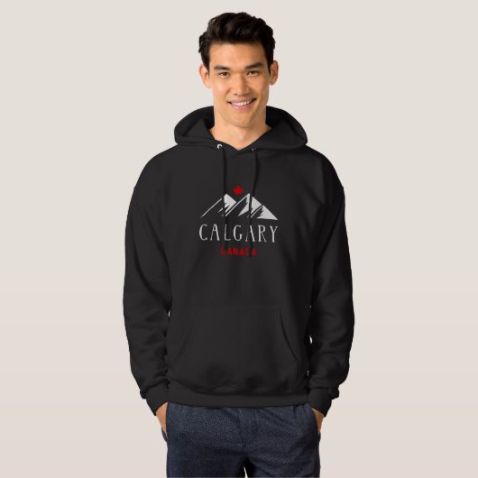 Cool Calgary Canada Mountains Maple Leaf Dark Hoodie (Vorne ganz)