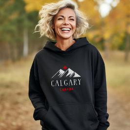 Cool Calgary Canada Mountains Maple Leaf Dark Hoodie