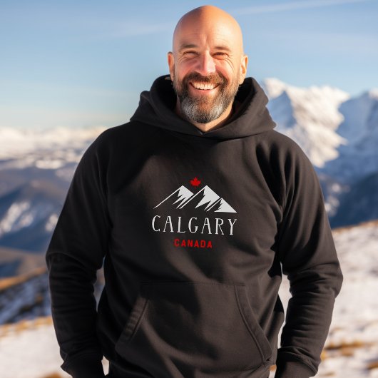 Cool Calgary Canada Mountains Maple Leaf Dark Hoodie