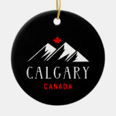 Cool Calgary Canada Mountains Maple Leaf Dark Keramik Ornament (Vorne)