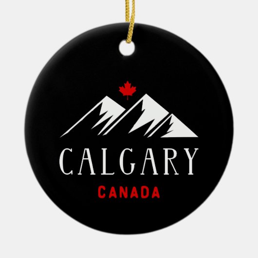 Cool Calgary Canada Mountains Maple Leaf Dark Keramik Ornament (Vorne)