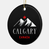 Cool Calgary Canada Mountains Maple Leaf Dark Keramik Ornament (Links)