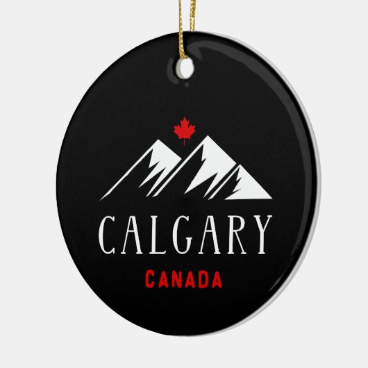 Cool Calgary Canada Mountains Maple Leaf Dark Keramik Ornament (Links)