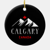 Cool Calgary Canada Mountains Maple Leaf Dark Keramik Ornament (Hinten)
