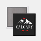 Cool Calgary Canada Mountains Maple Leaf Dark Magnet (Vorderseite/Rückseite)