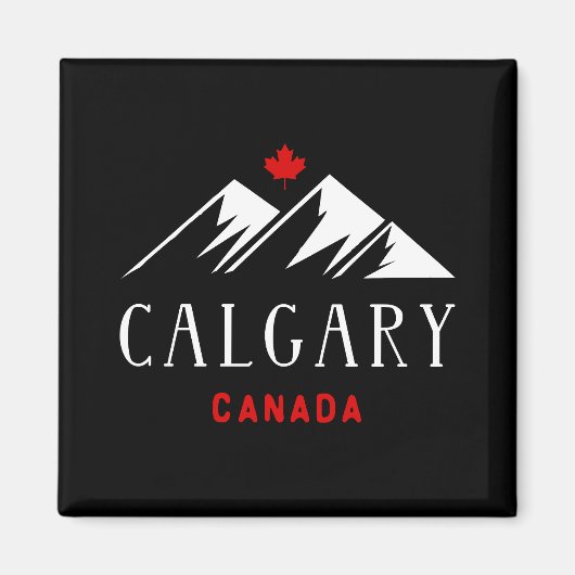 Cool Calgary Canada Mountains Maple Leaf Dark Magnet (Vorne)