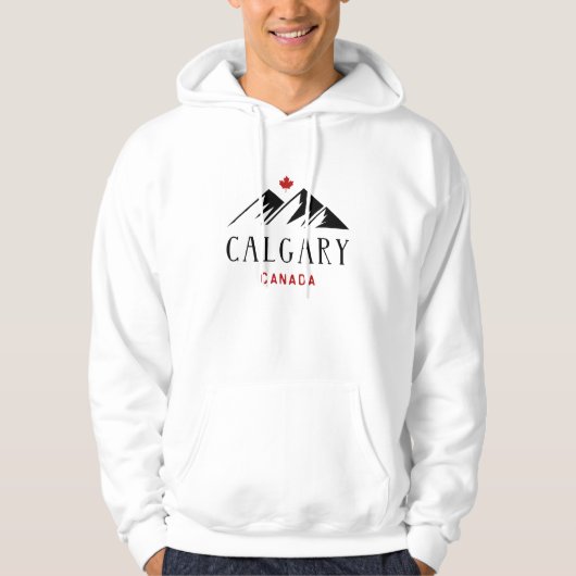 Cool Calgary Canada Mountains Maple Leaf Hoodie (Vorderseite)