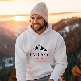 Cool Calgary Canada Mountains Maple Leaf Hoodie