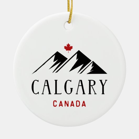 Cool Calgary Canada Mountains Maple Leaf Keramik Ornament (Vorne)