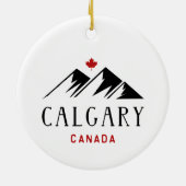 Cool Calgary Canada Mountains Maple Leaf Keramik Ornament (Hinten)
