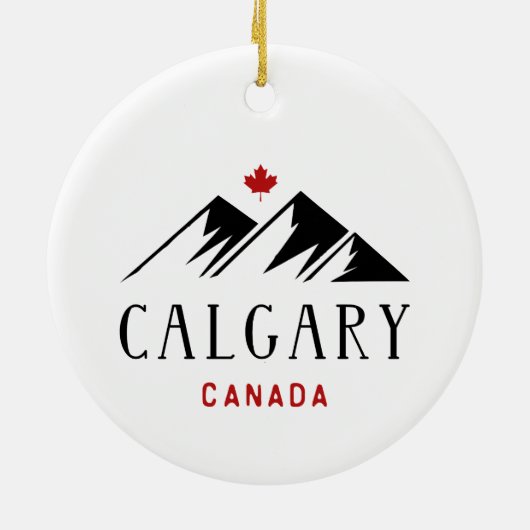 Cool Calgary Canada Mountains Maple Leaf Keramik Ornament (Hinten)