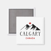 Cool Calgary Canada Mountains Maple Leaf Magnet (Vorderseite/Rückseite)