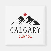 Cool Calgary Canada Mountains Maple Leaf Magnet (Vorne)