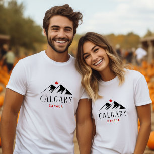 Cool Calgary Canada Mountains Maple Leaf T-Shirt
