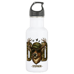 Cool Camouflage Vater - Hirsch mit Sonnenbrille Edelstahlflasche