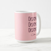 Cool Candy Pink Clean 3 x Liebe | Pastel-Rose Kaffeetasse (VorderseiteRechts)