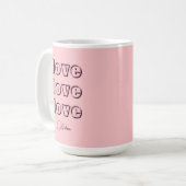 Cool Candy Pink Clean 3 x Liebe | Pastel-Rose Kaffeetasse (Vorderseite Links)