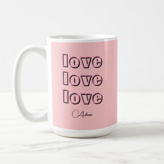 Cool Candy Pink Clean 3 x Liebe | Pastel-Rose Kaffeetasse (Links)