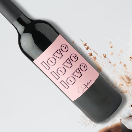 Cool Candy Pink Clean 3 x Liebe | Pastel-Rose Weinetikett