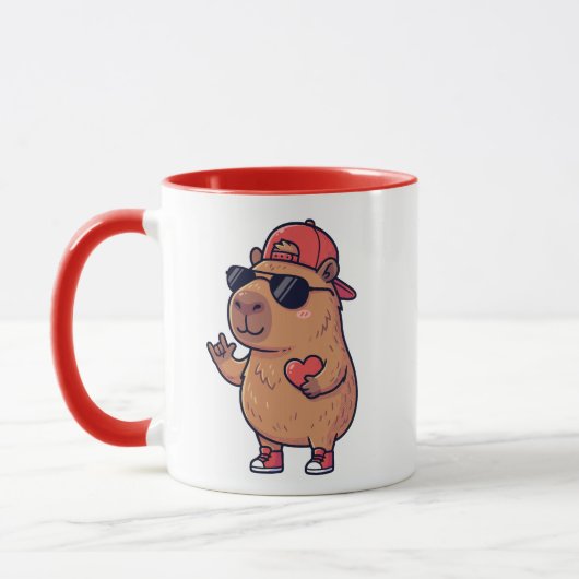 Cool Capybara ASL I Love You Sign Valentine Tasse (Links)