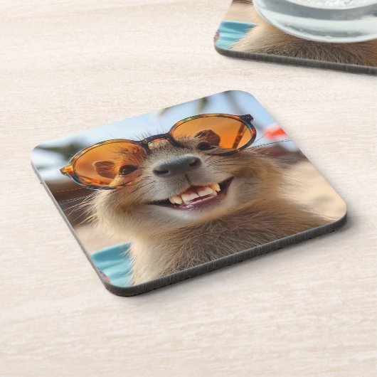 Cool Capybara Getränkeuntersetzer (Linke Seite)