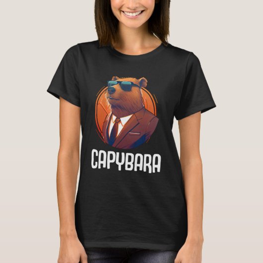 Cool Capybara Sonnenbrille Wasser Schweinefleisch T-Shirt (Vorderseite)