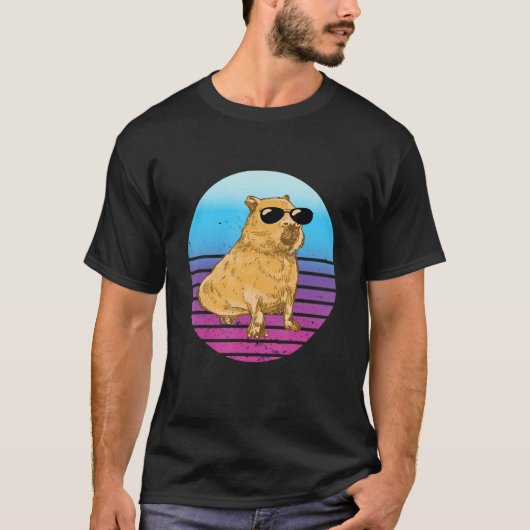 Cool Capybara Sunset Capybara Capybara Rodent T-Shirt (Vorderseite)