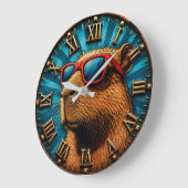 Cool Capybara with Sunglasses Große Wanduhr (Winkel)
