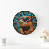Cool Capybara with Sunglasses Große Wanduhr (Zuhause)