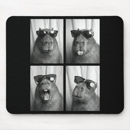 Cool Capybara With Sungles Photobooth Funny Rodent Mousepad (Vorne)