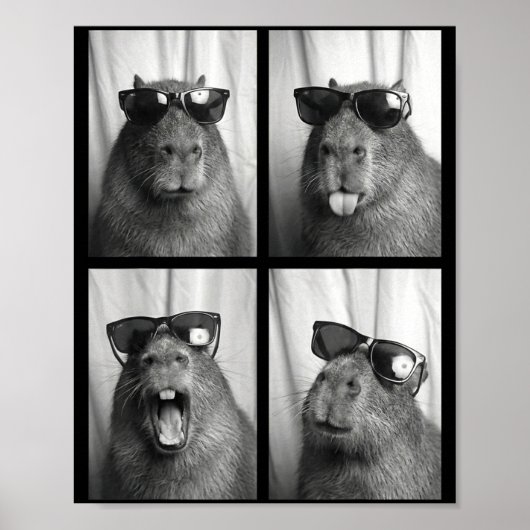 Cool Capybara With Sungles Photobooth Funny Rodent Poster (Vorne)