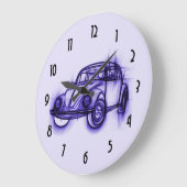 Cool Car Sketch in Purple Große Wanduhr (Winkel)