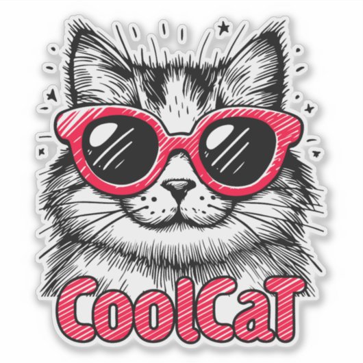 Cool Cat 1 Aufkleber (Vorderseite)