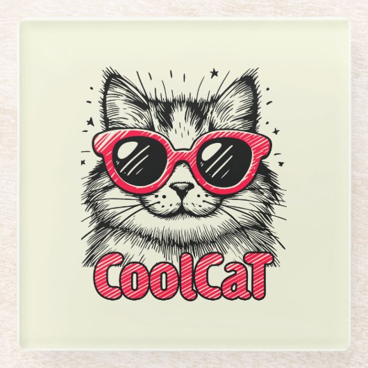 Cool Cat 1 Glasuntersetzer (Vorderseite)